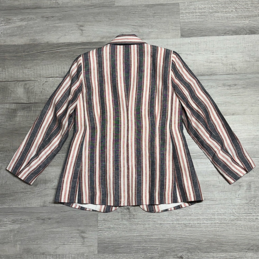 FRAME - The Linen Femme Blazer in Pastel Striped - Picture 2 of 10